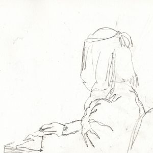 S.Horsley drawing - Halesworth computer woman