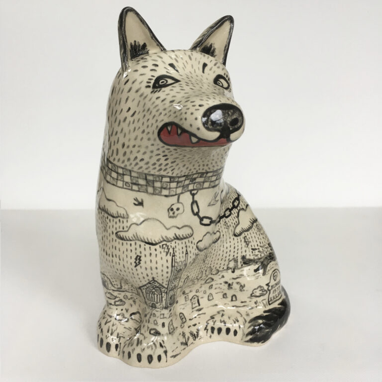 Ceramic Shucky Dog depicting the story of Black Shuck - Sandy Horsley